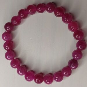 Pink Tourmeline stone 8mm round bead bracelet #2